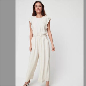 Aritzia Wilfred Fleurette Striped Cream Jumpsuit- Size Large